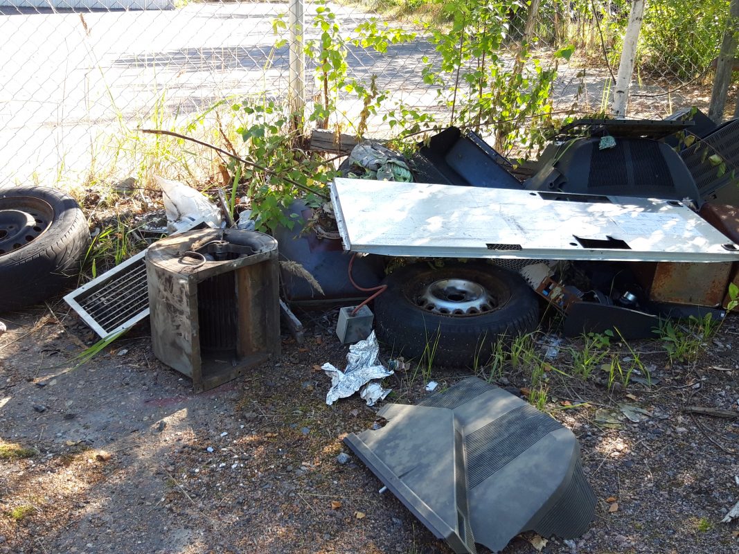 Litter on a car park